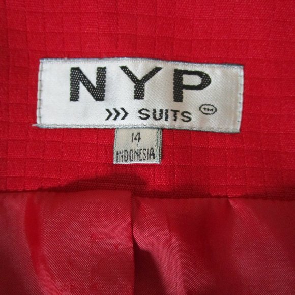 Vintage NYP Suits Red Dress Suit Set Skirt and Jacket Size 14 Long Sleeve Career - Picture 11 of 12